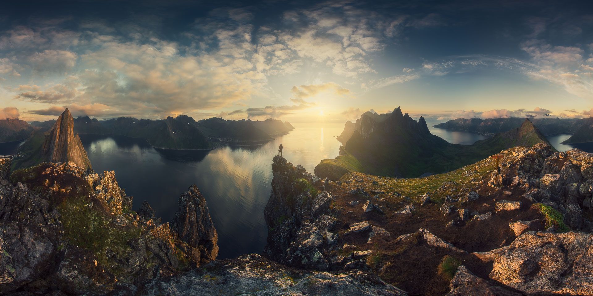 fotografia panoramica a 360° di Segla, isola di Senja, Norvegia durante un viaggio fotografico