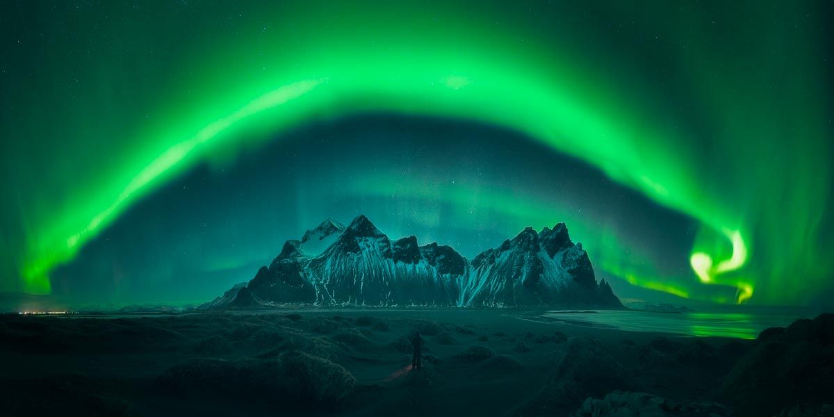 Foto di paesaggio aurora boreale viaggio fotografico islanda