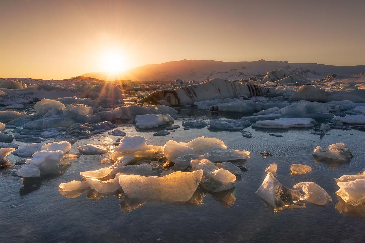 foto tramonto di jokulsarlon