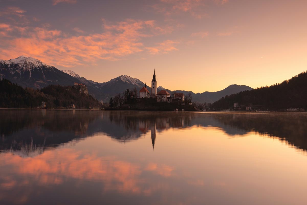 lago di bled Slovenia alba viaggio fotografico