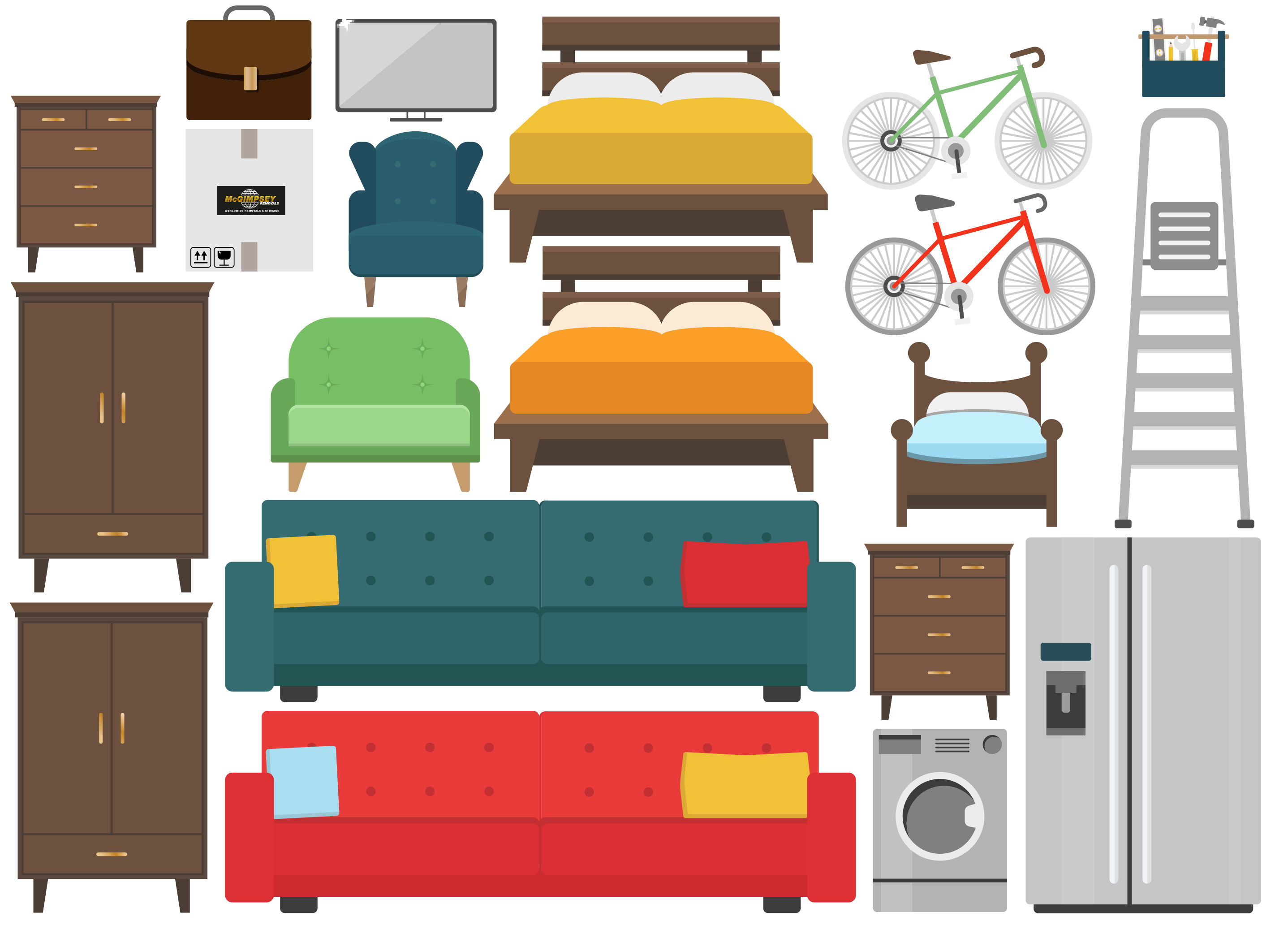 Extra large Mc Gimpseys illustration moving furniture
