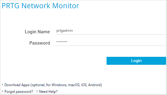 Log in web interface Log in web interface