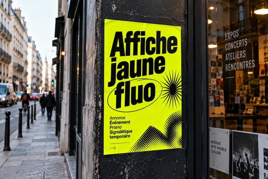 Affiche jaune fluo - impression personnalisée
