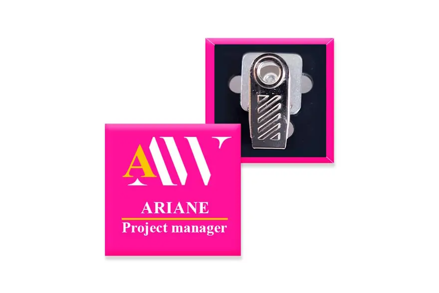 Badge pince crocodile rotative