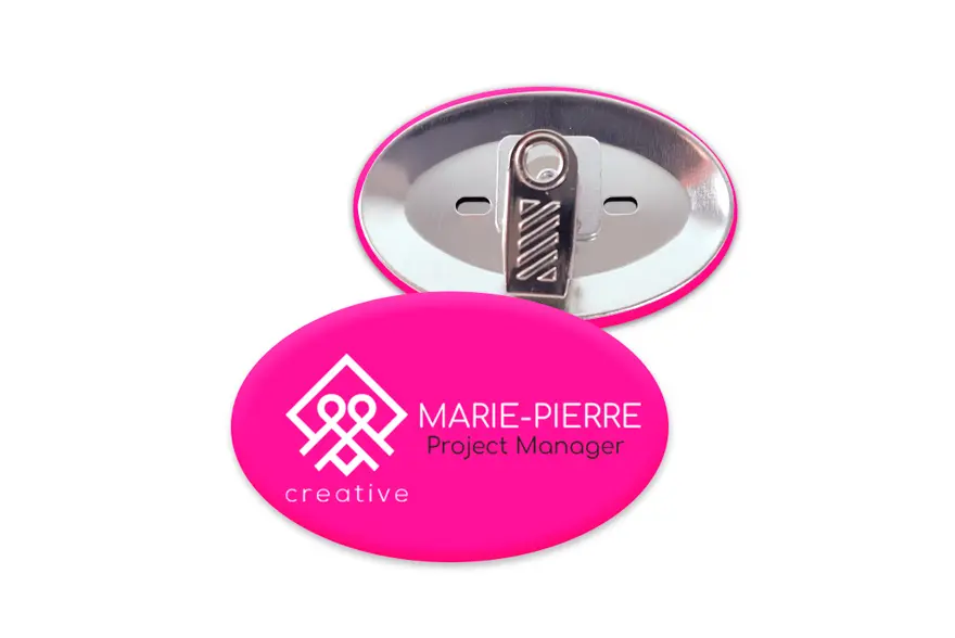 Badge pince crocodile rotative - impression personnalisée sur mesure