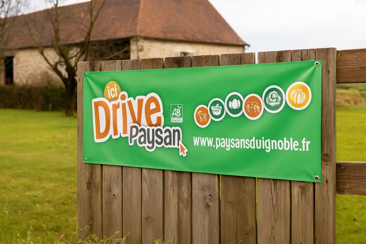 Banderole publicitaire paysans du vignoble