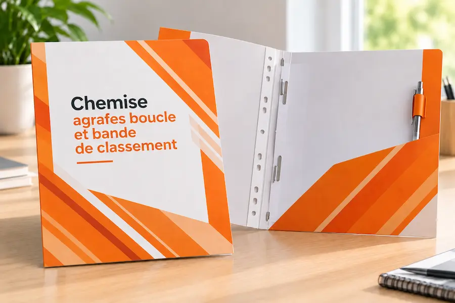 Chemise agrafes boucle et bande de classement perforée