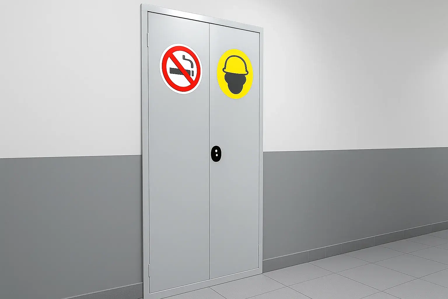 Etiquette magnétique sur porte métal