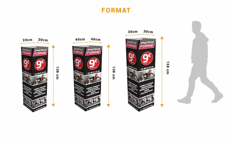 Totem carré dimensions