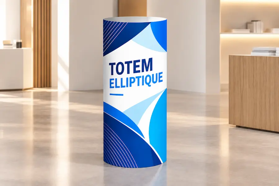 Totem elliptique de sol en carton
