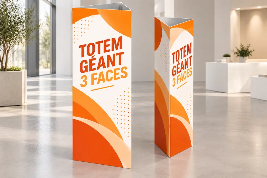 Totem géant 3 faces en carton