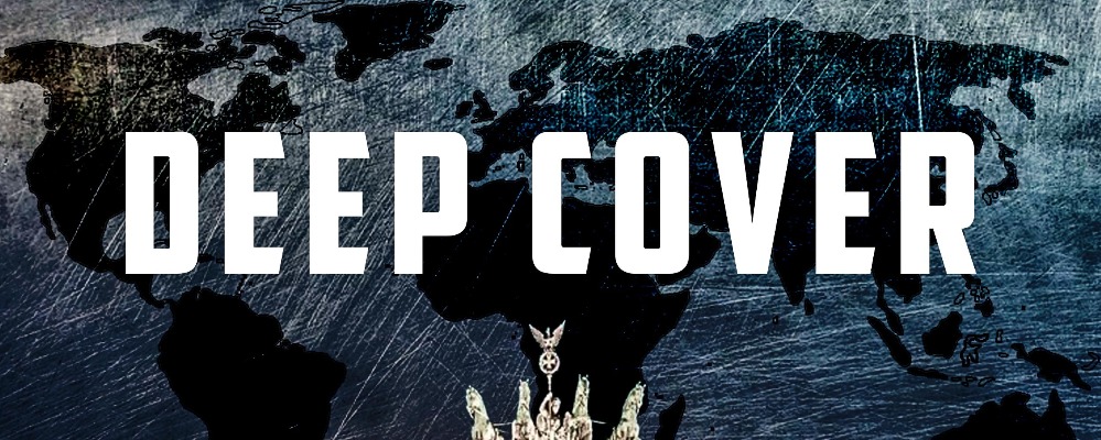 Edgy Deep Cover Logo over an scratched world map.