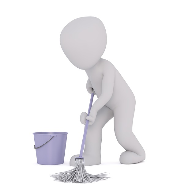 person with mop