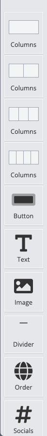 The palette showing column layouts and content blocks