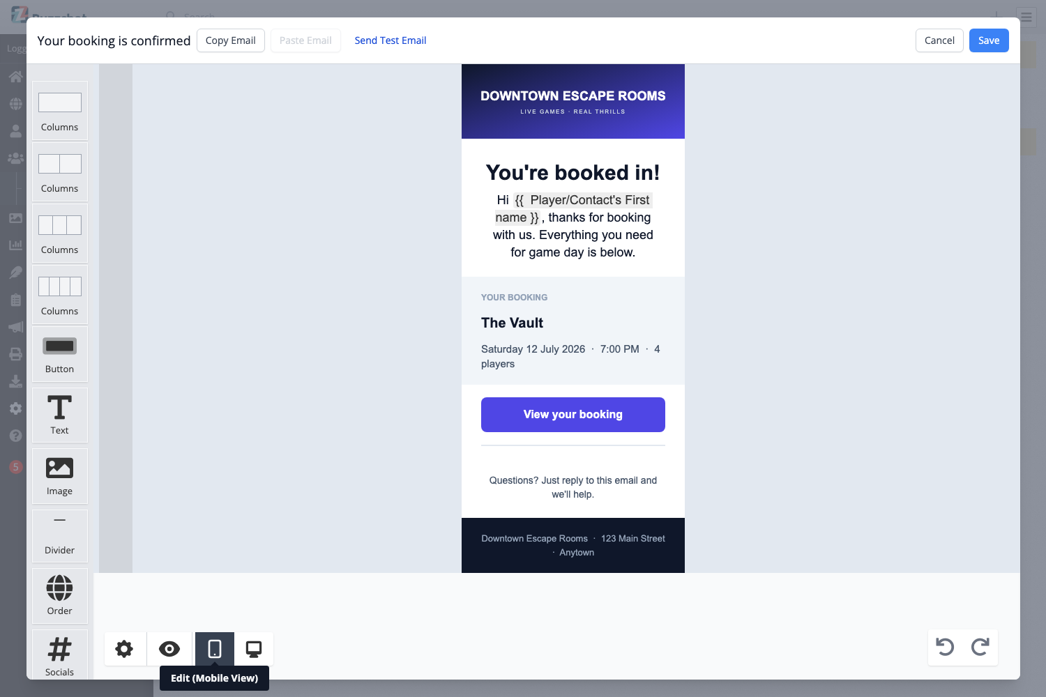 The email shown in the narrower mobile view