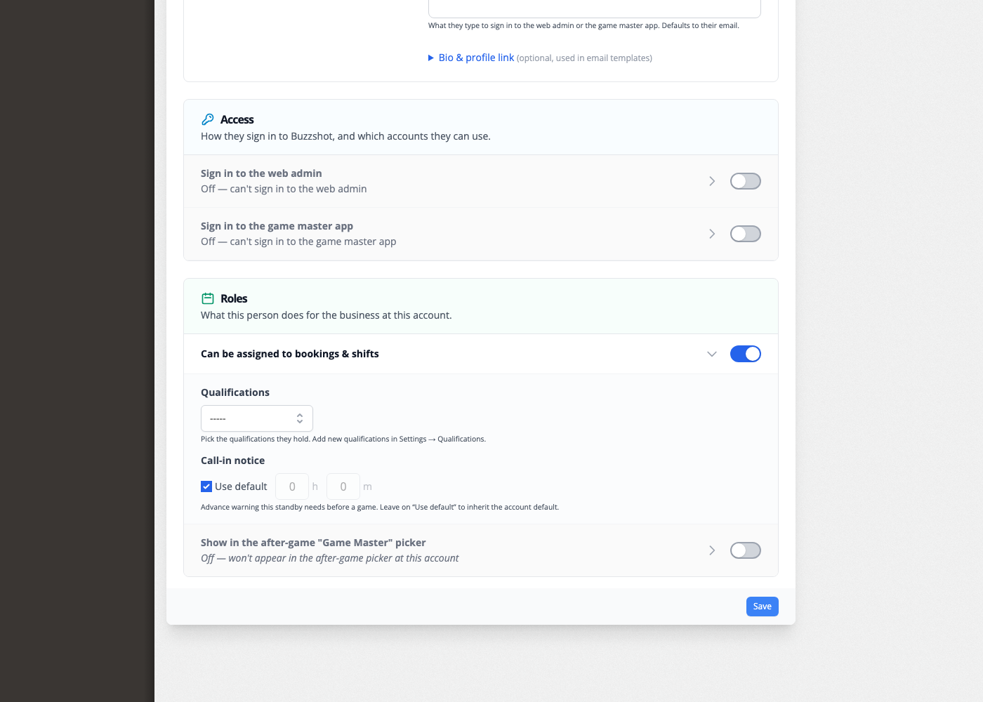 The scheduling and qualifications section of the add form