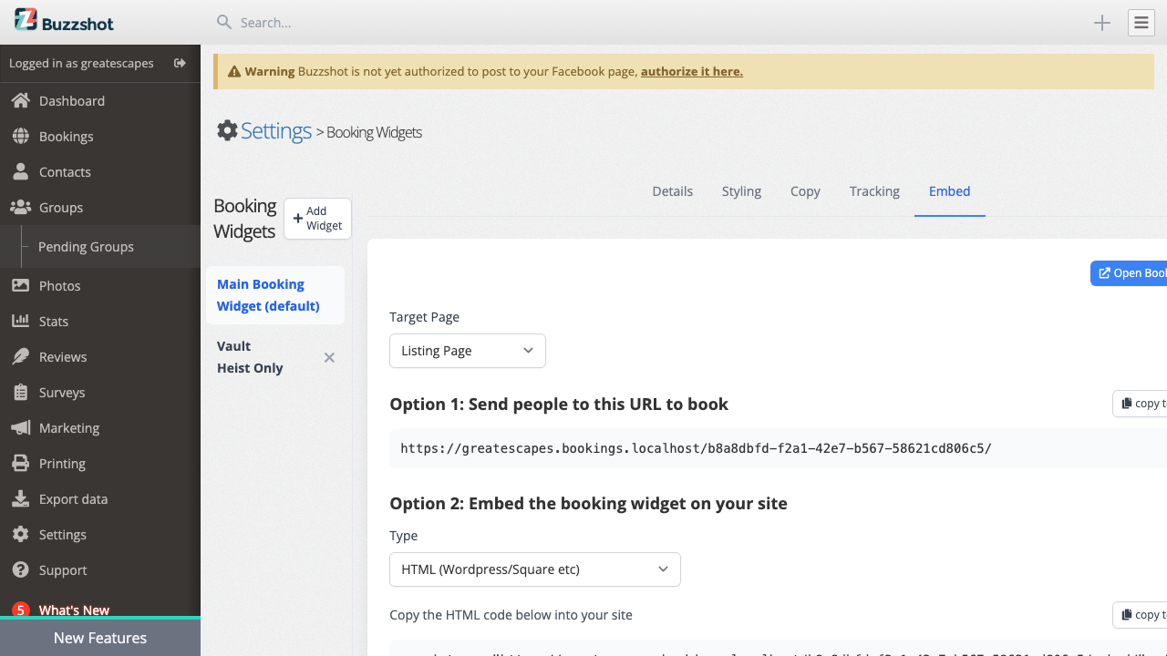 The Direct URL option on the Embed tab