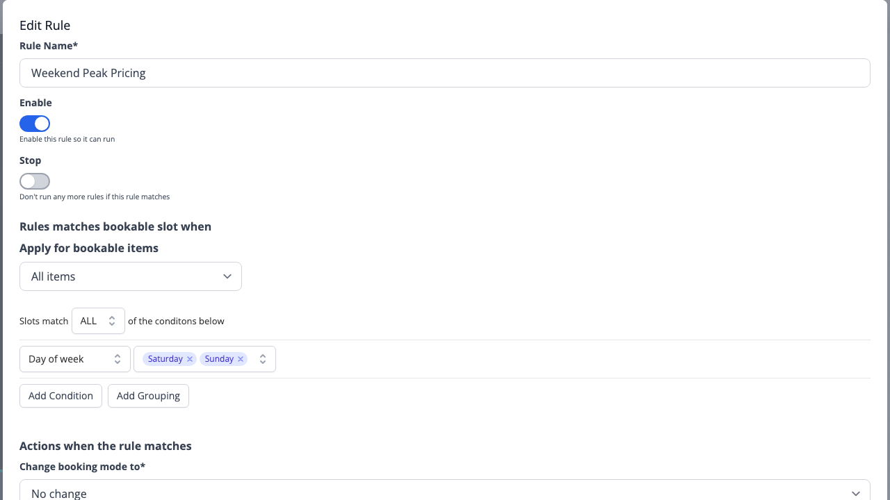 Rule conditions builder