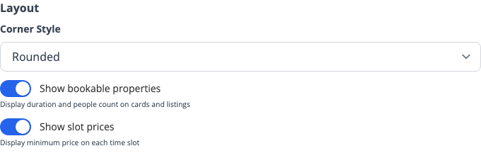 The layout settings on the Styling tab