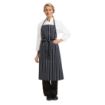 Picture of Chef Works Premium Woven Bib Apron Navy and White Stripe - B249
