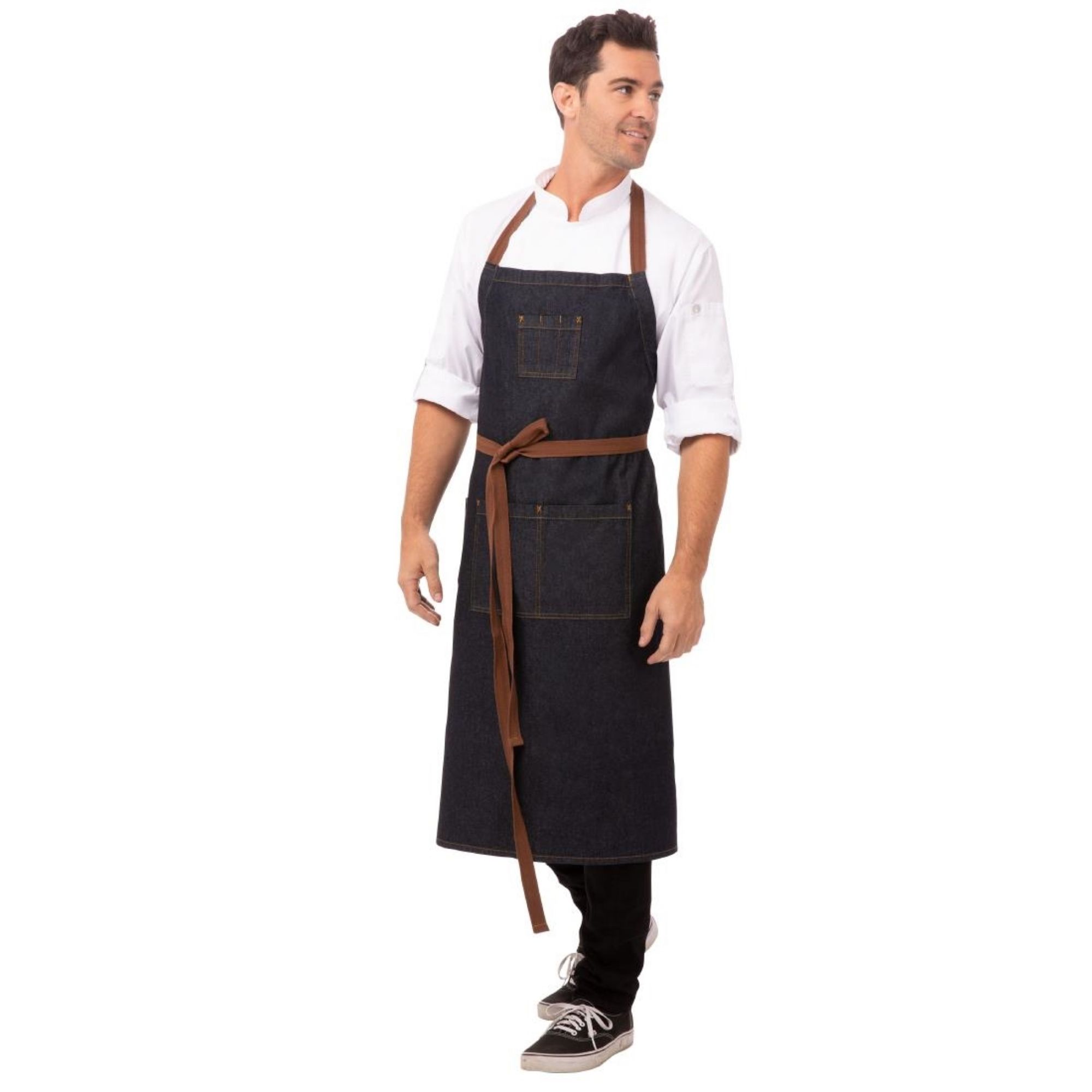 Picture of Chef Works Urban Memphis Wide Bib Apron Indigo - B341