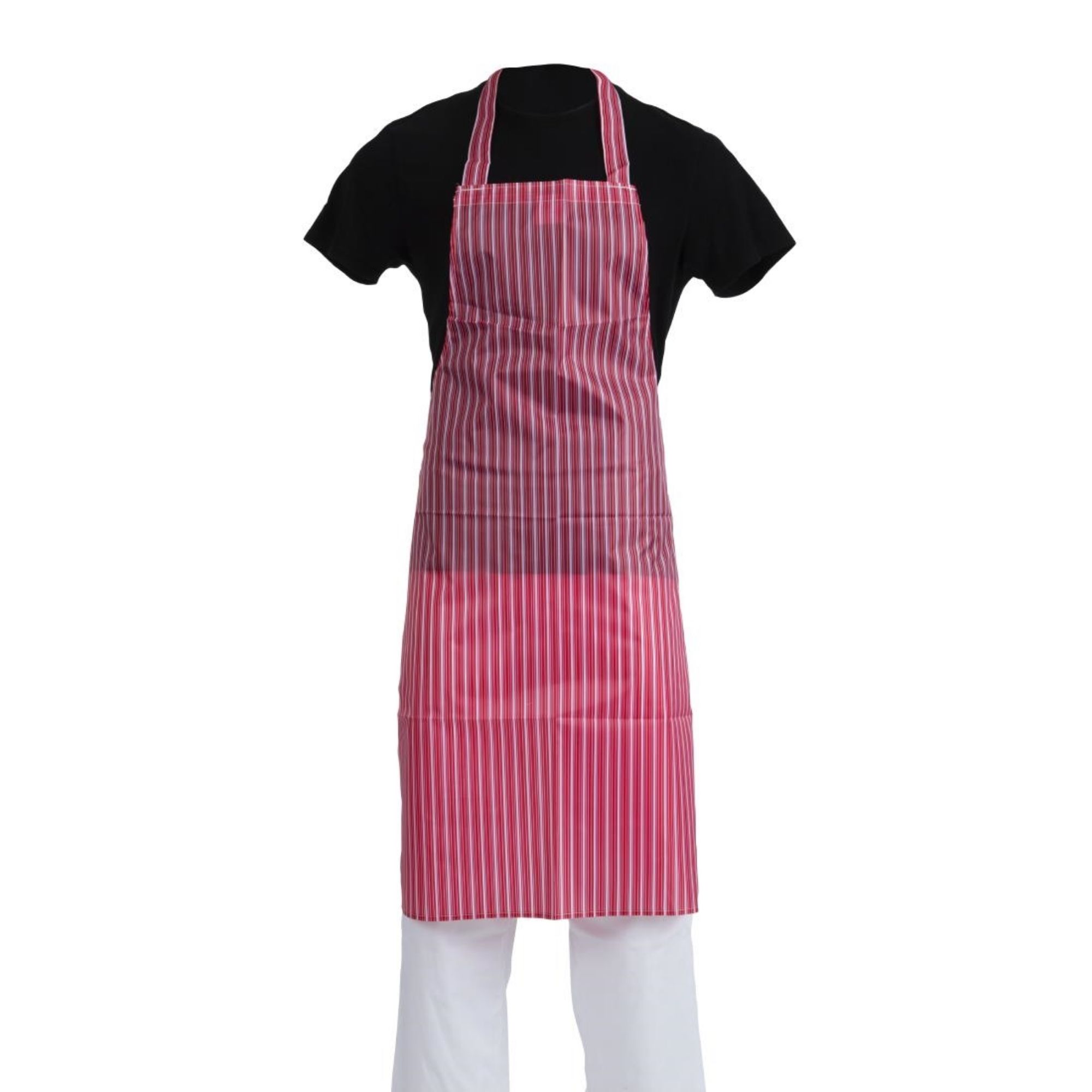 Picture of Whites Water Resistant Bib Apron Red And White Stripe - A581