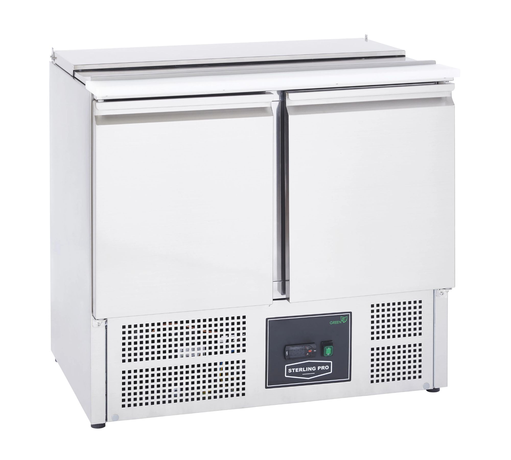 Picture of Sterling Pro Cobus SPU200SL 2 Door Hinged Lid & Chop Board Saladette Counter, 240 Litres - SPU200SL