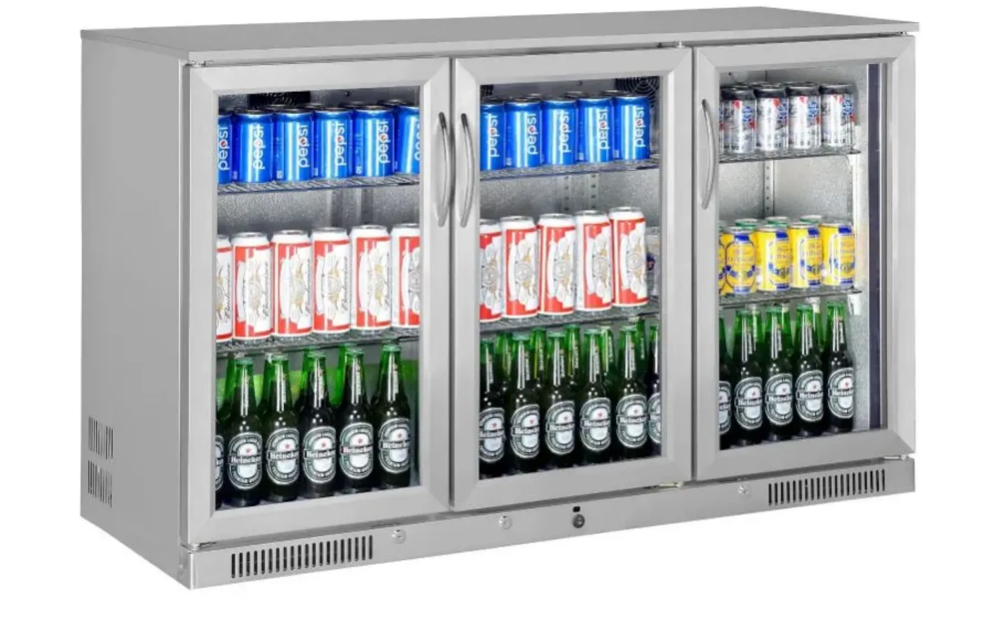Picture of Sterling SP3HC-STS Stainless Steel Triple Door Bottle Cooler, 338 Litres - SP3HC-STS
