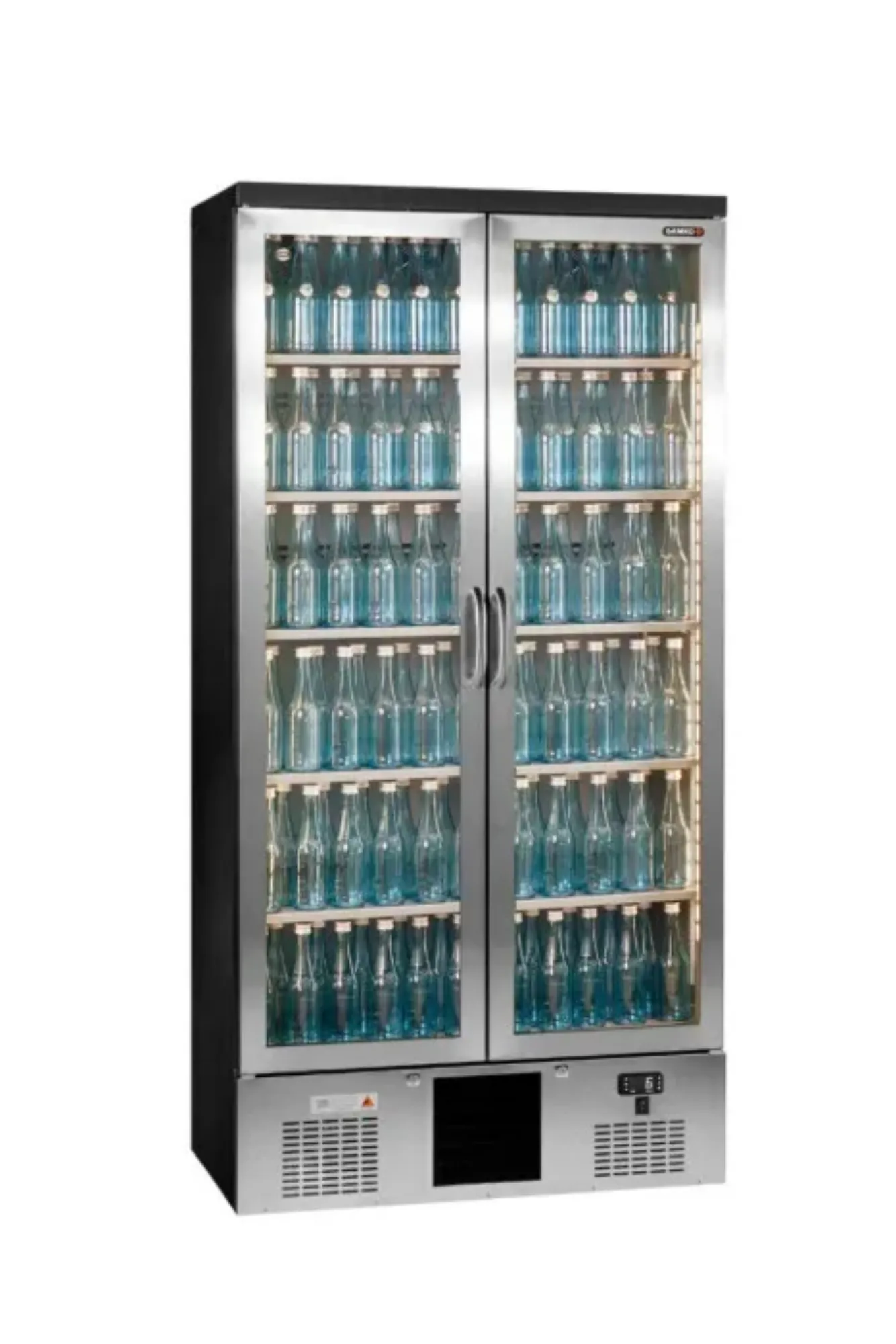 Picture of Gamko Maxiglass MG3/500GCS Hinged Double Stainless Steel Frame Glass Door Upright Bottle Cooler 500 Litres - MG3-500GCS