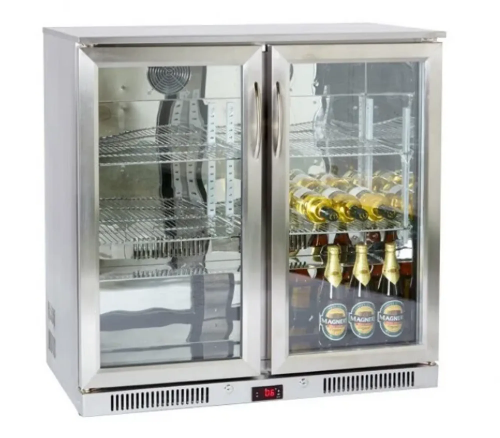 Picture of Economy Ecomy NT2ST-HC Stainless Steel Hinged Double Door Bottle Cooler 220 Litres - NT2ST-HC