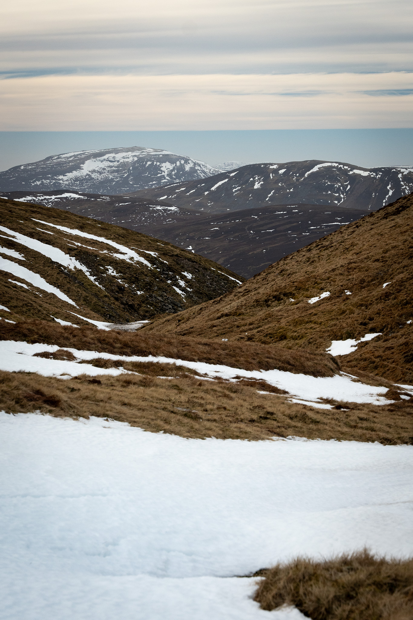 Looking down between the ridges