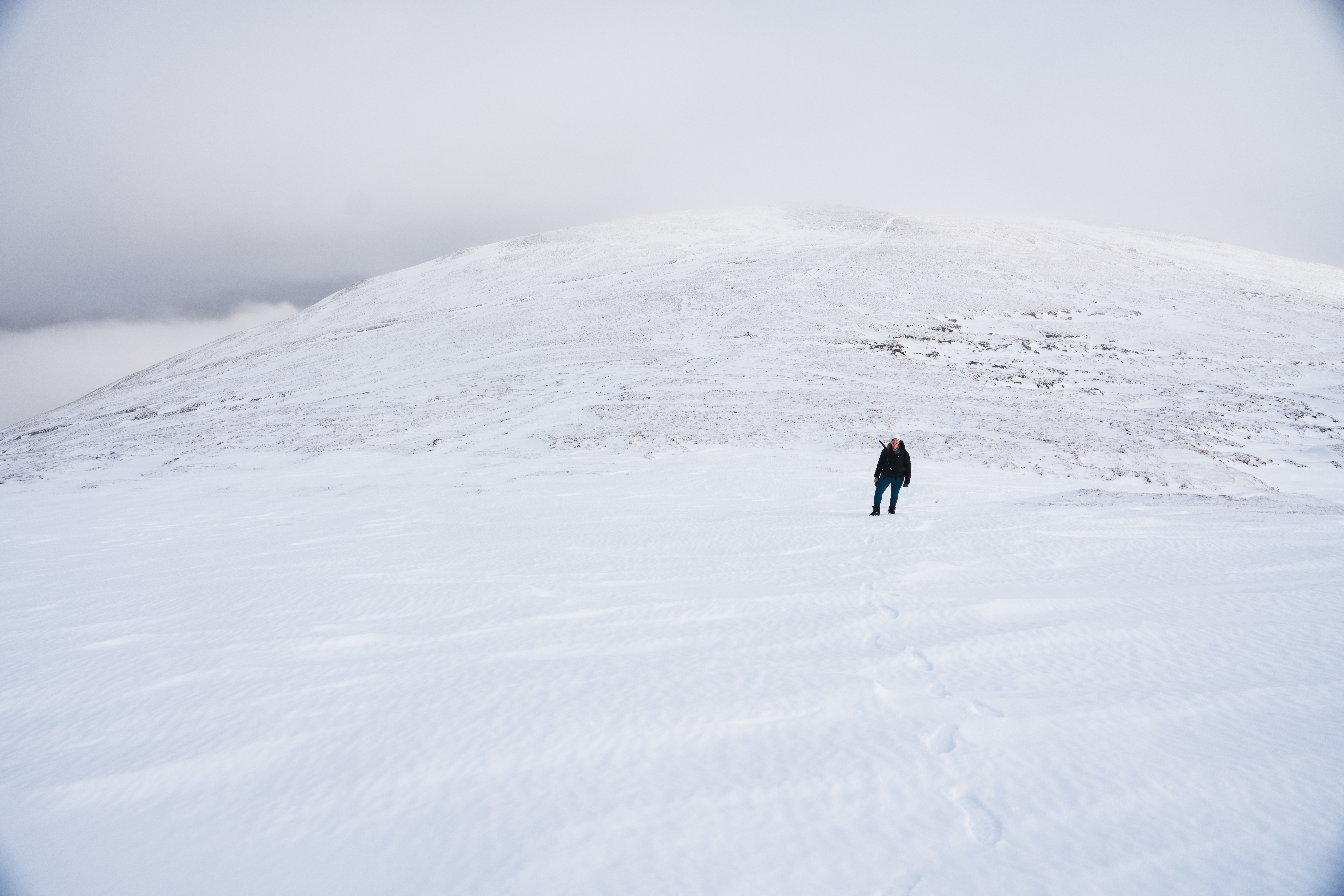 Donna on the bealach between Creagan Mor and Geal ChĂ rn
