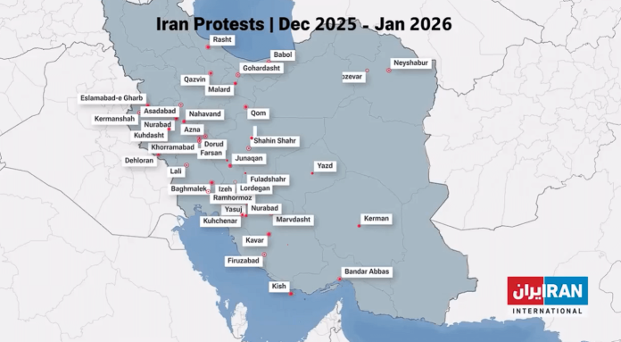 Protest's locations in Iran 2025-2026