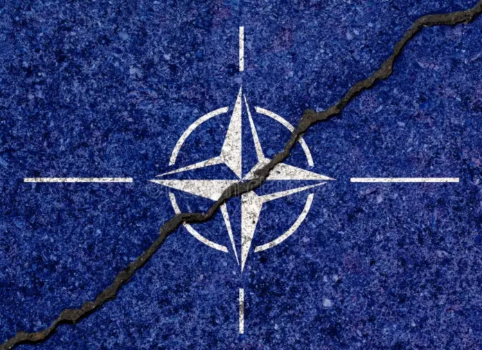 NATO flag fractured