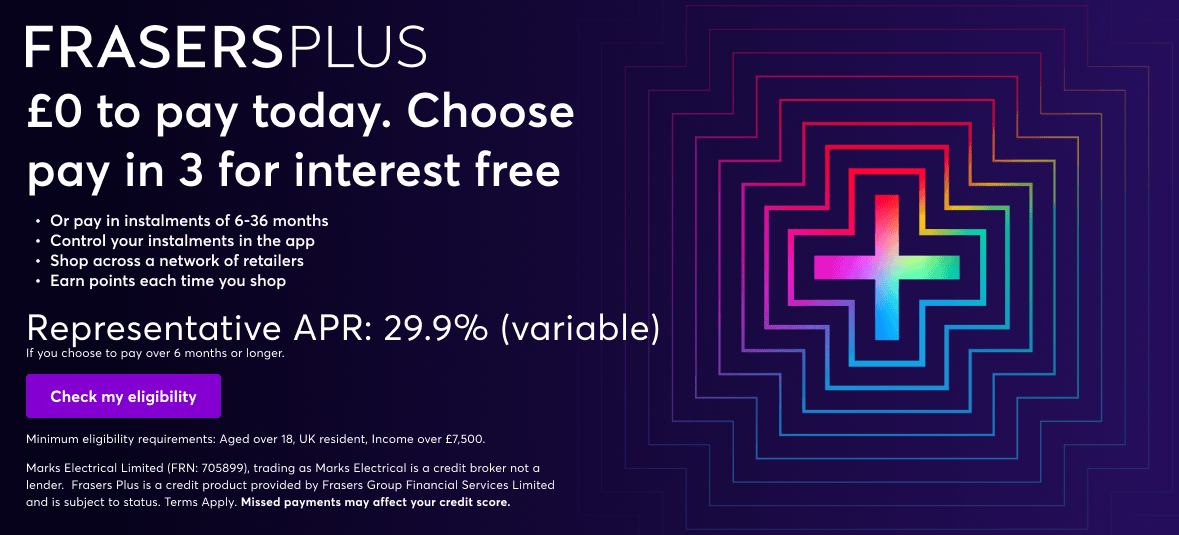 Frasers Plus Finance Hero