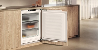 Freestanding freezer in a kitchen