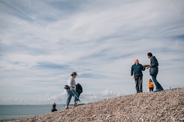 Volunteer Beach Cleaners during the Great British Beach Clean at Budleigh Beach GBBC 2017 Andrew Brown