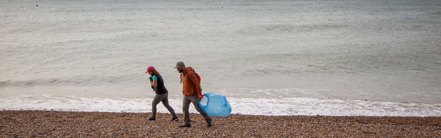 Volunteers at Great British Beach Clean on Hove Beach Brighton Billy Barraclough