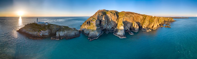 Aerial view South Stack lighthouse on Anglesey Wales Lukassek