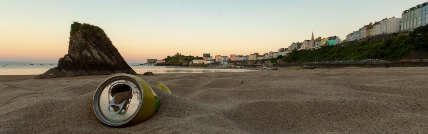 Can left on the beach Luke Manley