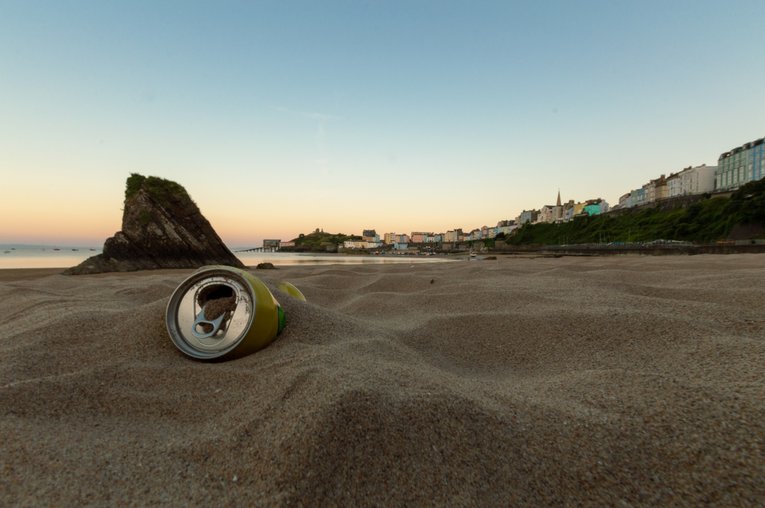 Can left on the beach Luke Manley
