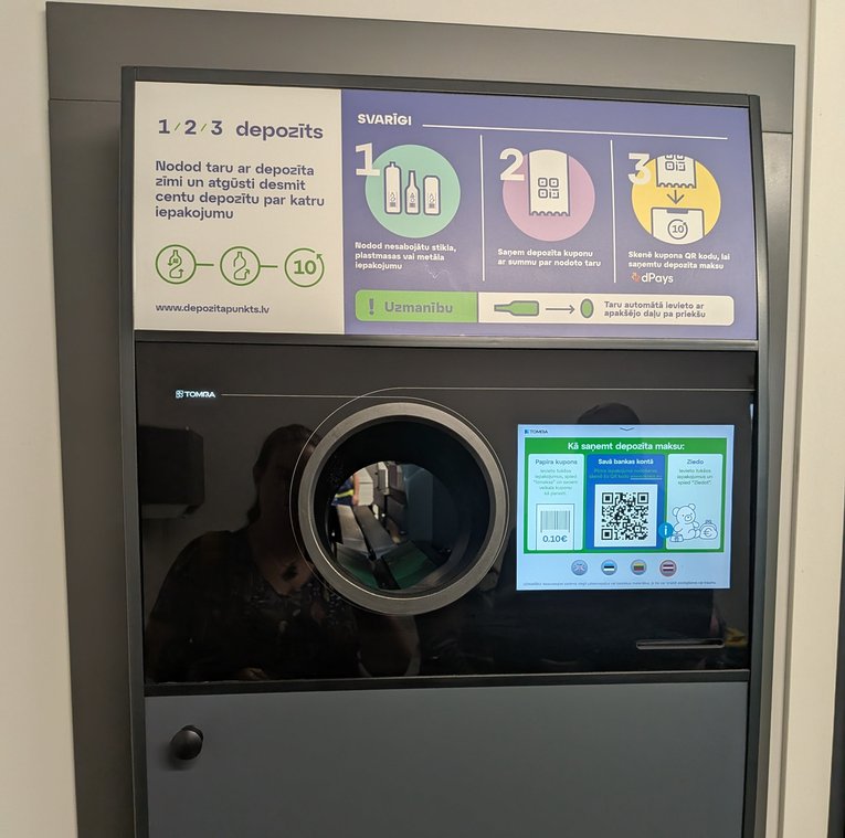 Reverse Vending Machine at Deposit Return Centre in Latvia - Square
