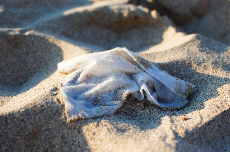 Wet wipe on Hayle Beach Cornwall Natasha Ewins