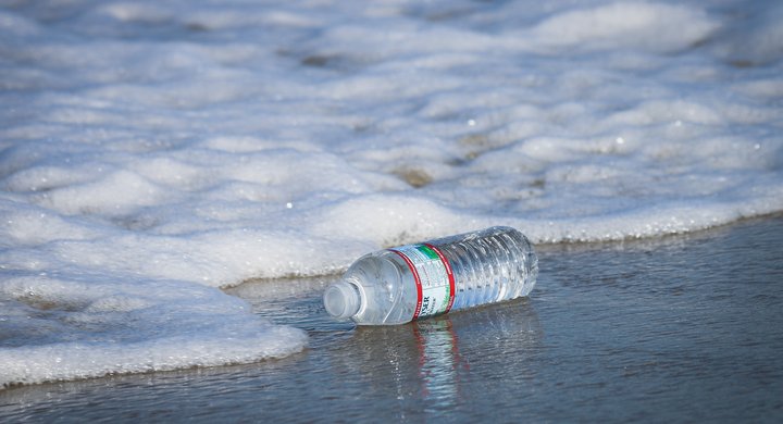 Plastic bottle in water