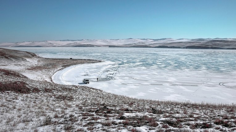 Snow on beach winter