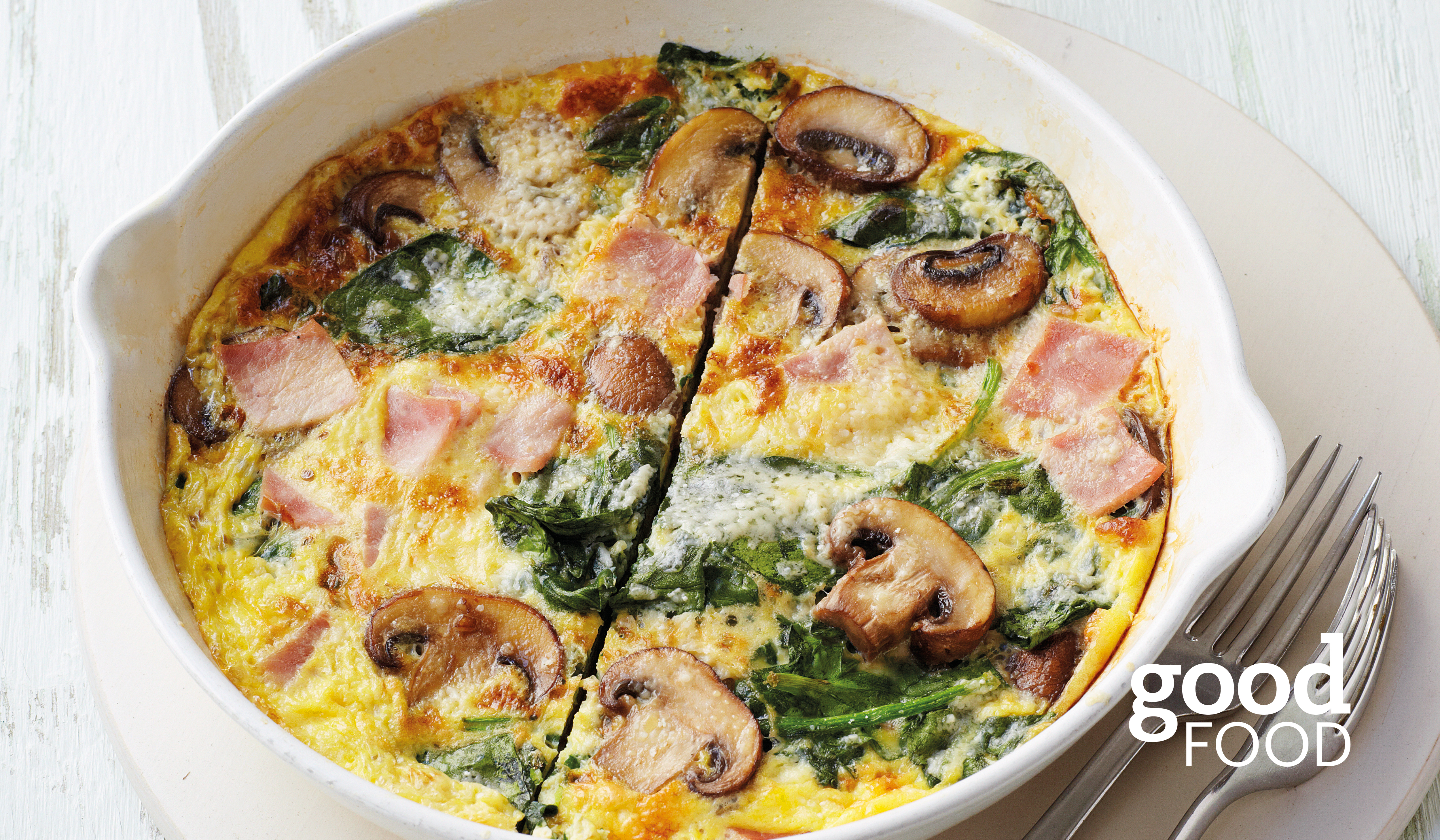 Ham, mushroom & spinach frittata