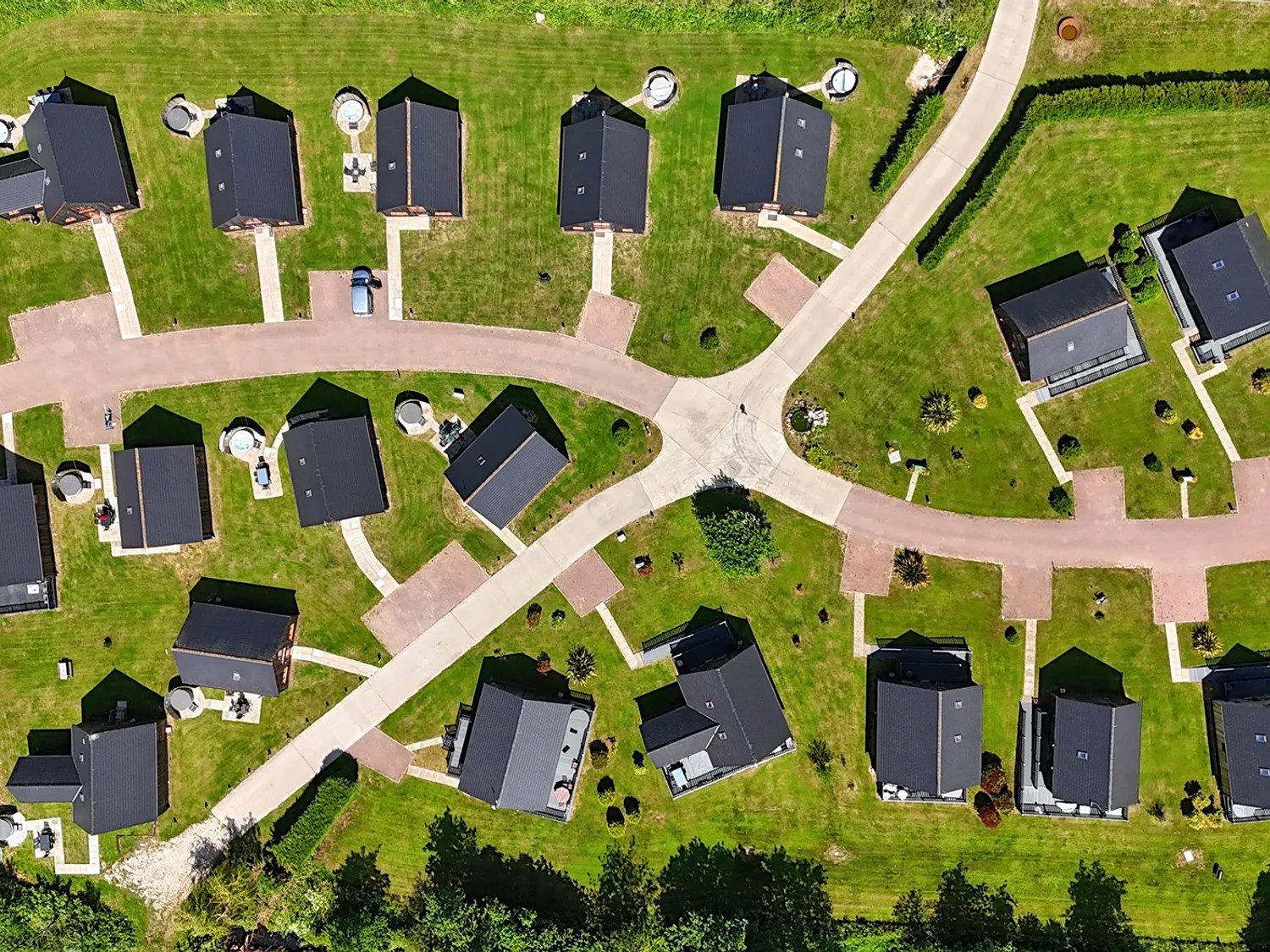 Aerial shot of James Ville Marina