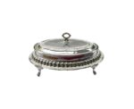 Oval Silver Serving Dish with Pyrex - Image 