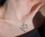 Mom Heart Necklace in Silver - Image 