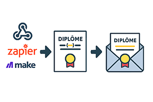 Envoyer automatiquement des diplômes via Zapier, n8n, Make